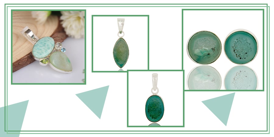 Light Green Natural Druzy Jewelry